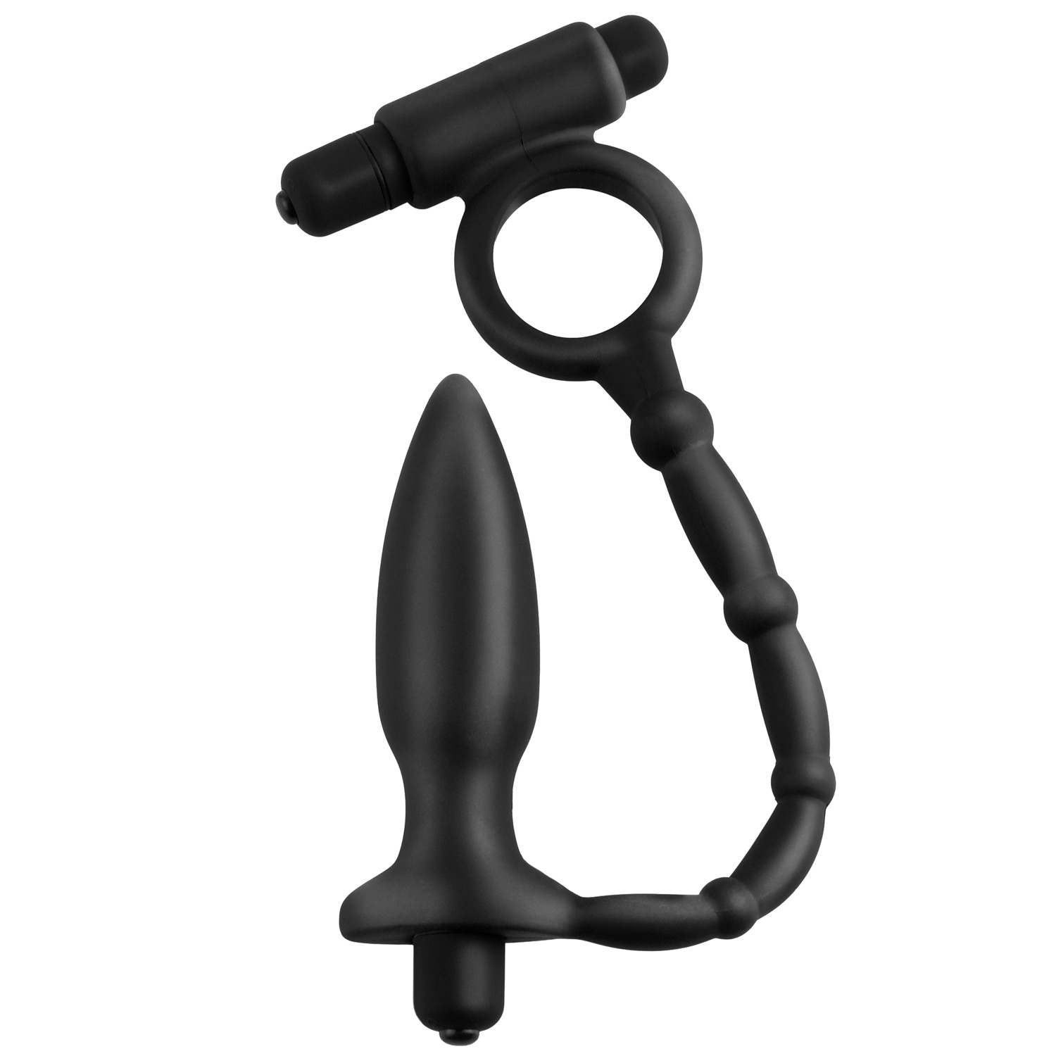 Anal Fantasy Ass-Kicker Butt Plug With Cock Ring - Black