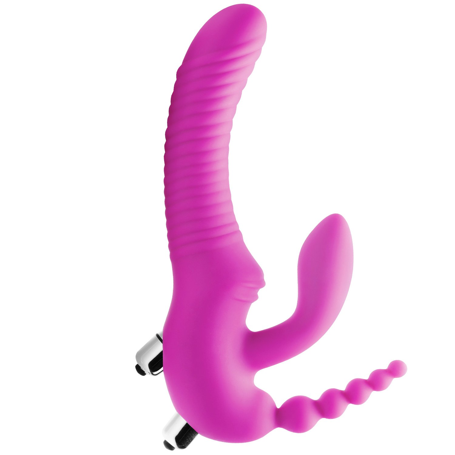 Strap U Regal Rider Vibrating Triple G Strap-On Dildo - Rose