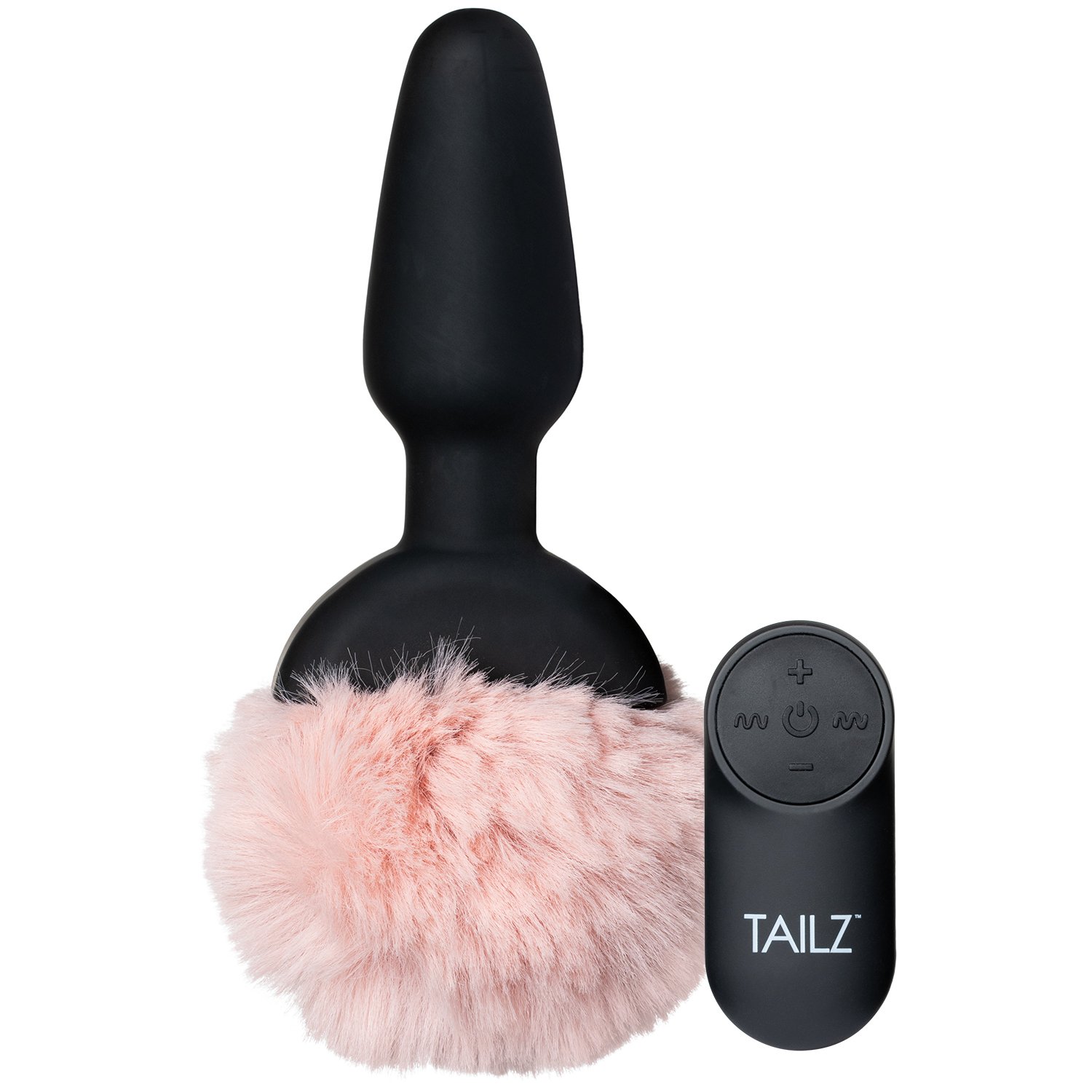 Tailz Bunny Tail Vibrating Butt Plug with Remote Control - Black