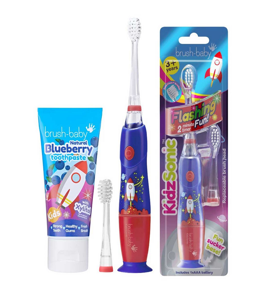 Brush-Baby Kidzsonic Toothbrush Bundle - Rocket